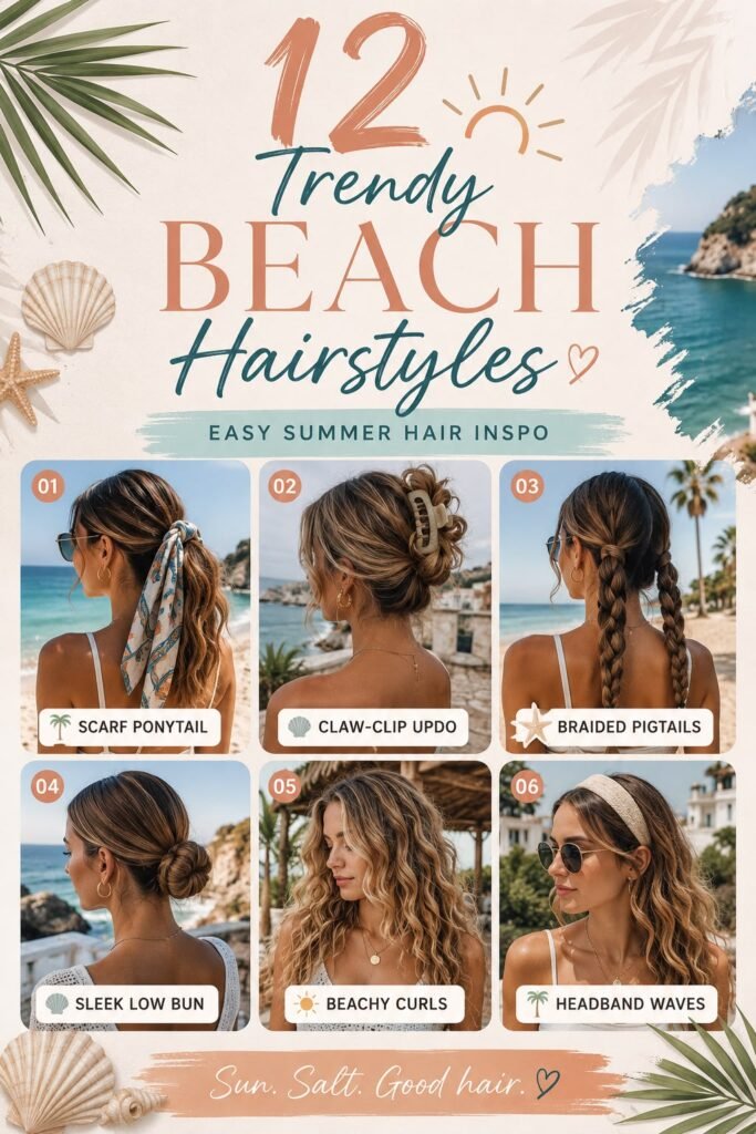 12 Easy & Stylish Beach Hairstyles That Survive Sun, Sand & Sea